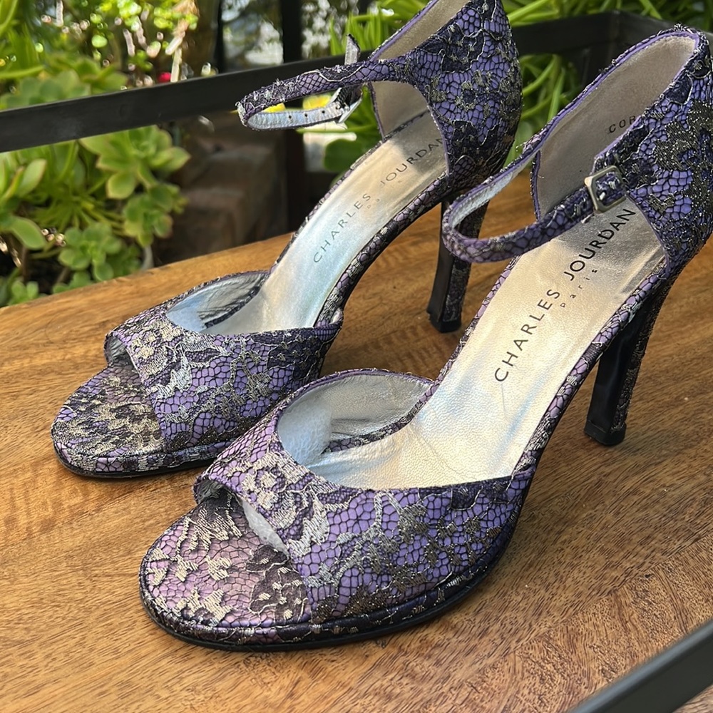 Purple Lace Heels Y2K Charles Jordon